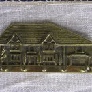 Golden Colored Brass Metal Key Hinge 5 Hooks In Shape Of Cottage With Garage, Key Hooks Golden Color