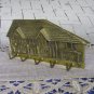 Golden Colored Brass Metal Key Hinge 5 Hooks In Shape Of Cottage With Garage, Key Hooks Golden Color