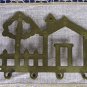House Shaped With Tree And 4 Hooks Hinge, Golden Colored Brass Metal Four In One Hinge, Kitchen Uten