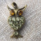 Owl Vintage Small Cute Pendant Jewelry With Rhinestones, Birthday Christmas Gift For Her Idea, Perfe