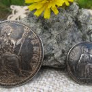Pack Of Two Assorted Vintage Shabby Buttons, DIY Project Metal Antique Looking Buttons Pack, Two But
