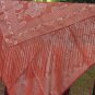 Red Floral Silk Acrilyc Vintage Shawl With Tassels, Asian Style Scarf With Long Tassels, Red Accesor