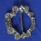 Round Great Condition Silver Rhinestones Belt Buckle, Vintage Metal Belt Buckle Silver Metal, Belt B