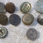 Set Of 11 Assorted Buttons From Old Grandma Trunk, Pack Of Eleven Assorted Vintage Shabby Buttons, D