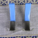 Set of 2 wall Hooks Plastic And Metal Blue Colored 2 finials, DIY Projects three hooks for decor, Re