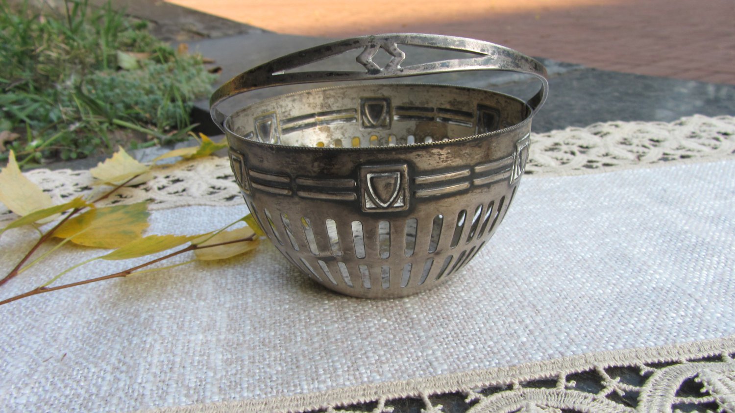 Shield Marked Silver Metal Tray, Home decor Idea Tray, Vintage Metal Tray with handle, Candle Tray, 