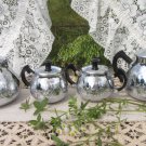 Old Hall Four Pieces Tea and Coffee Set with Sugar Bowl and Teapot, Silver Metal Tea