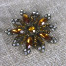 Star Shaped Vintage USSR Shabby Brooch Gift, Ten Ends Star Brooche With Ponk Rhinestones, Christmas 
