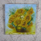 Sun Flowers Picture Summer Inspired, Oil Painting Sun Flowers In Brown Pot Art Deco Wall Hanging, Al