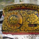 Vintage Old And Shaby Working Khohloma Painted USSR Rotary Telephone, Corded Home Rotary Old Shabby 