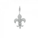 Sterling Silver Fleur Dis Lis Cubic Zirconia Accented Charm Pendant with Lobster