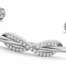 14K White Gold Beautiful Design Fancy Hollow Light Infinity CZ Bow Ladies Bangle