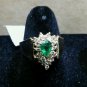 14k Yellow Gold Tear Drop Pear Shaped Emerald and Diamond Accent Cocktail Ring