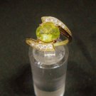 14k Yellow Gold Natural Genuine Oval Peridot w/ Round Diamonds Engagement Ring 5