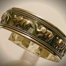 925 Sterling Silver Handmade Oxidized Thailand Elegant Elephant Bangle Bracelet