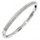 925 Sterling Silver Italian Fancy Vintage Micro Pave Bangle Bracelet