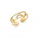 14k Yellow Gold Womens Dolphin Fancy Queen Sized Band Toe Ring Resizable