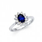 925 Sterling Silver Fancy Princess Kate's (Diana's) Engagement CZ Ring Resizable