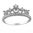 925 Sterling Silver Designer Women's Cz Heart Crown Endless Journey Ring