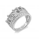 925 Sterling Silver Designer Women's Cz Flur de Lis Crown Endless Journey Ring