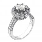 925 Sterling Silver Designer Women's Round Cubic Zirconia Crown Engagement Ring