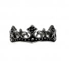 925 Sterling Silver Designer Women Black Flur de Lis Crown Endless Journey Ring