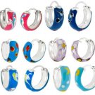 925 Sterling Silver Colorful Enamel Childrens Endless Hoop Earrings ~5 mm