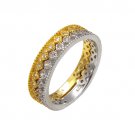 925 Sterling Silver Designer Women's Two Tone Crown Endless Journey Ring Set