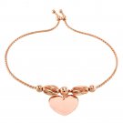 925 Sterling Silver Italian Fancy Vintage Engravable Heart Chain Charm Bracelet