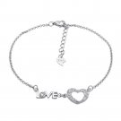 925 Sterling Silver Italian Fancy Vintage Love Heart Chain Charm Bracelet