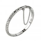 925 Sterling Silver Italian Fancy Vintage Diamond Cut Baby Bangle Bracelet