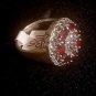 925 Sterling Silver Elegant Red Quartz Marcasite Accents Cocktail Ring - Size 8