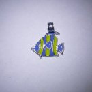 925 Sterling Silver Rhodium Plated Enameled Yellow Blue Angelfish Charm Pendant