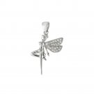 925 Sterling Silver Micro Pave Cubic Zirconia Flying Fairy Charm Pendant