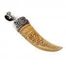 925 Oxidized Burnished Sterling Silver Chiseled Mist Bone Tooth Charm Pendant