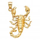 14k Yellow Gold Fancy Designer Scorpion Diamond Cut Poison Charm Pendant