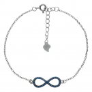 925 Sterling Silver Double Rolo Chain Cubic Zirconia Infinity Charm Bracelet 8"