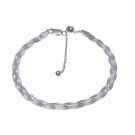 925 Sterling Silver Highly Polished Braided Fedora Omega Chain Bracelet - 9.0"