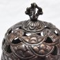 Tibetan Copper Lotus Cylinder Shape Incense Burner & Candle Holder with Vajra