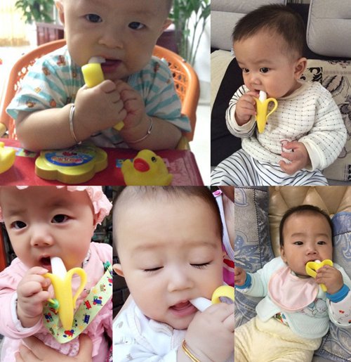Environmentally Safe Baby Teether Teething Ring Banana Silicone Toothbrush Dental Care