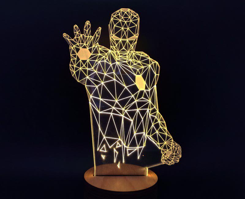3D The Avengers Mavel Hero Iron Man Wood Mood Lamp Bulbing Light Office Home Decor Gift Accessories