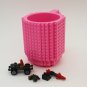 Build-On Brick Mug Building Blocks Coffee Cup DIY Block Puzzle Mug Gift ( Pink)