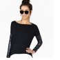 New women's casual black PU leather patchwork long sleeve top,clothing,gift,