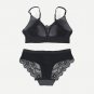 Womens fashion Sexy Deep V Eyelash lace wireless thin Push up Bra Sets sports underwear plus size