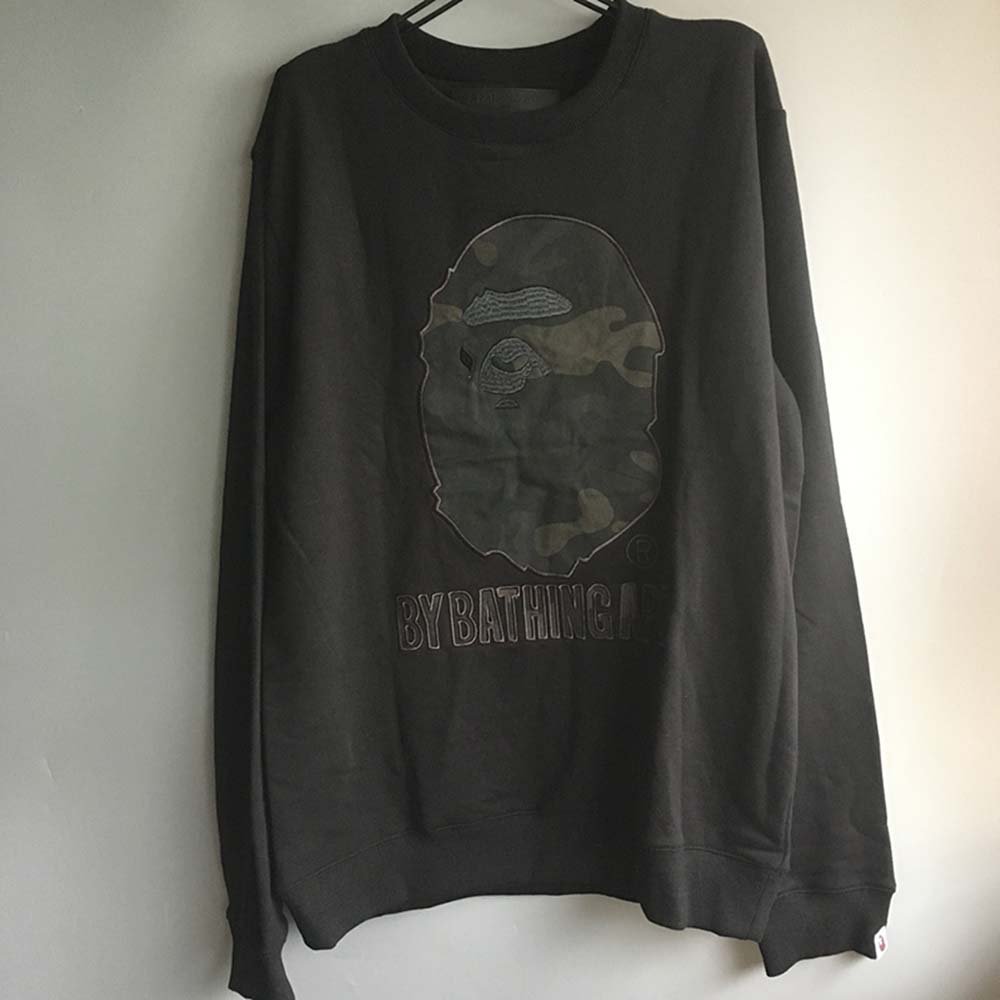 Men's long sleeve pullover hoodies black XL Free shipping Bapemindmmj#B