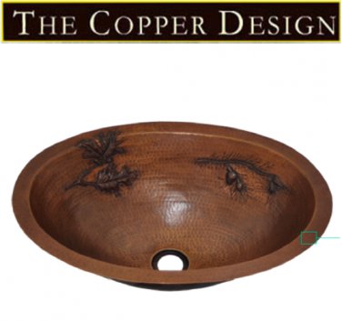 Oval Copper Sink With Branch Design