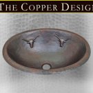 Oval Copper Sink Long Horns Design