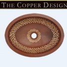 Oval Copper Sink With Silver Rhomb Design