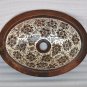 Oval Copper Sink With Silver Flower Design