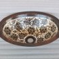 Oval Copper Sink With Silver Flower Design